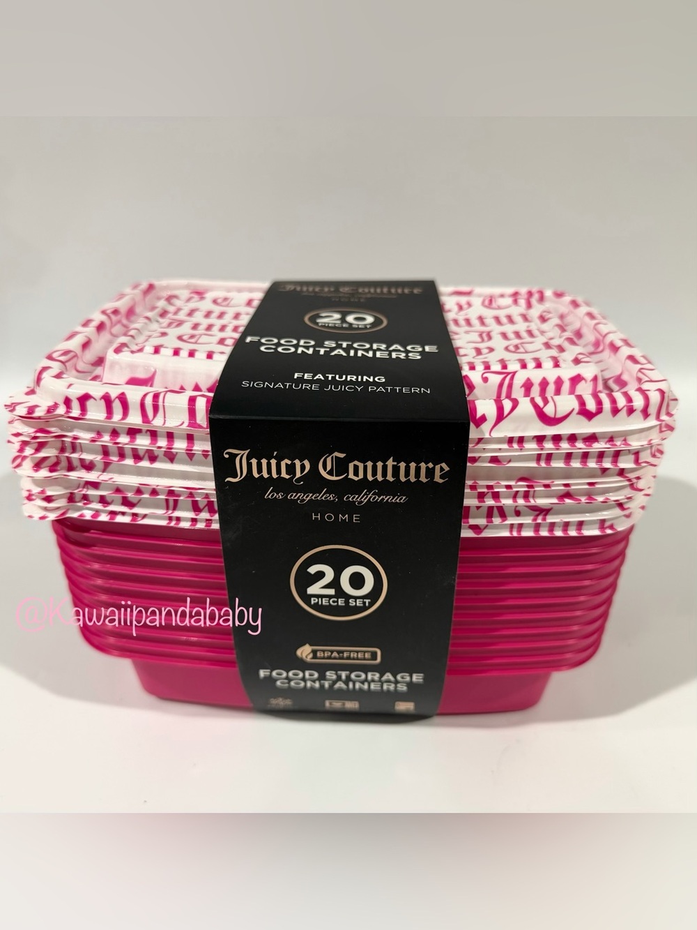 New w Tag Juicy Couture Pink White 20-Piece Food Storage Meal Prep Container Set